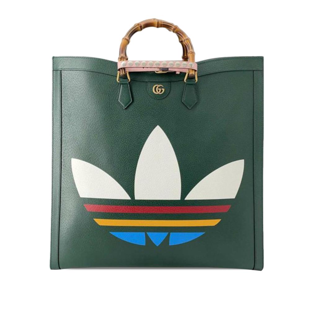 Gucci AB Gucci Green Calf Leather x Adidas Maxi Diana Satchel Italy