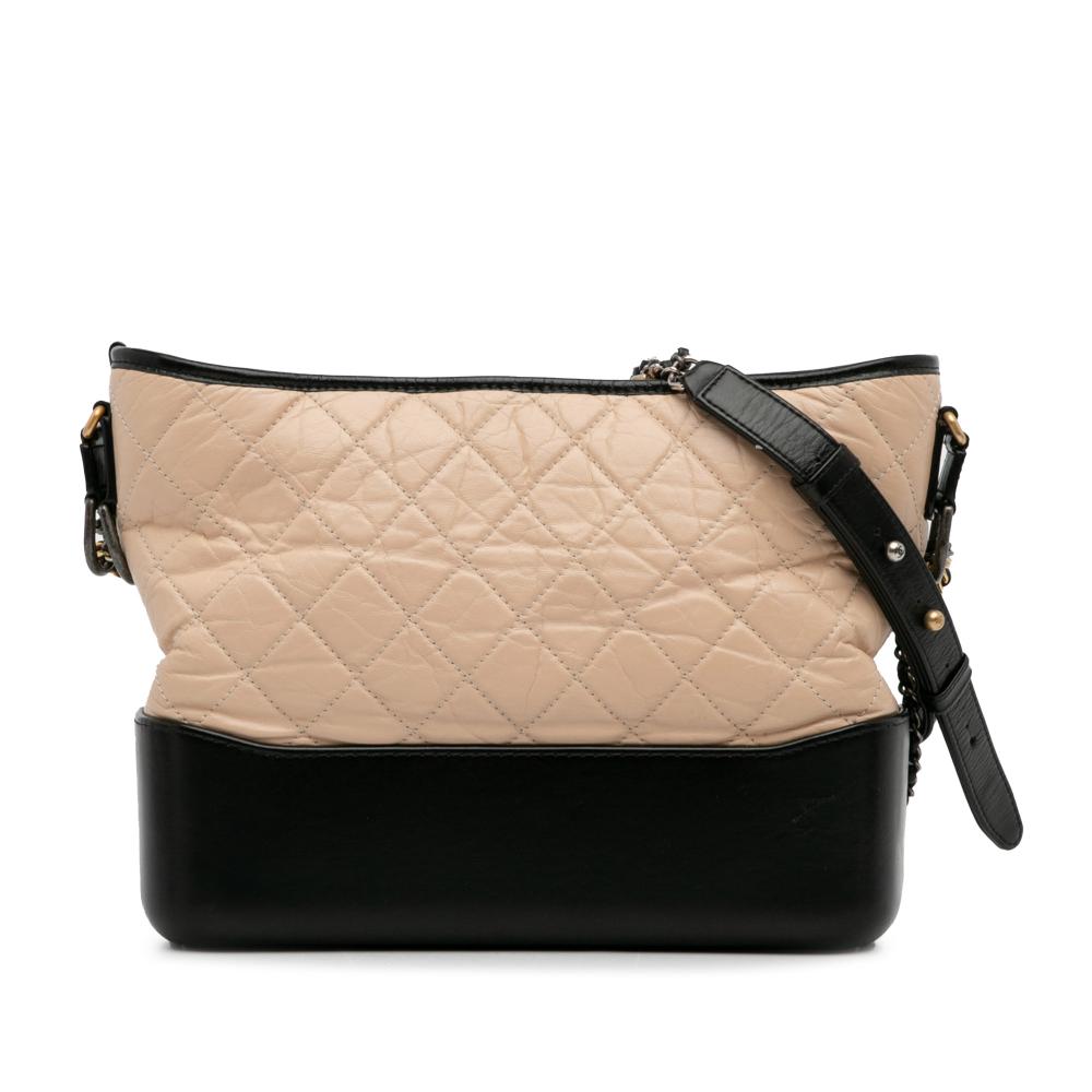 Chanel AB Chanel Brown Beige Lambskin Leather Leather Medium Bicolor Lambskin Gabrielle Crossbody Italy