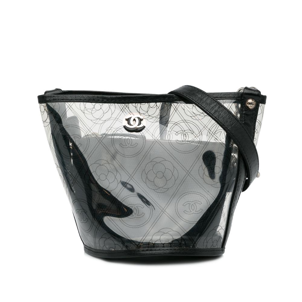 Chanel B Chanel White PVC Plastic Camellia Bucket Bag France