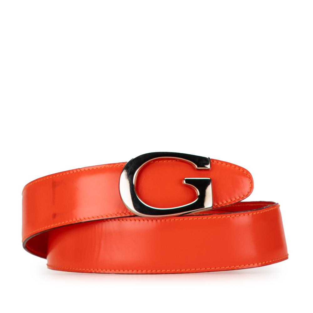 Gucci B Gucci Orange Calf Leather G Buckle Belt Italy