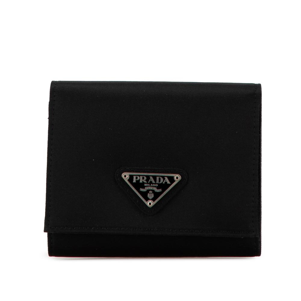 Prada AB Prada Black Nylon Fabric Tessuto Trifold Wallet Italy