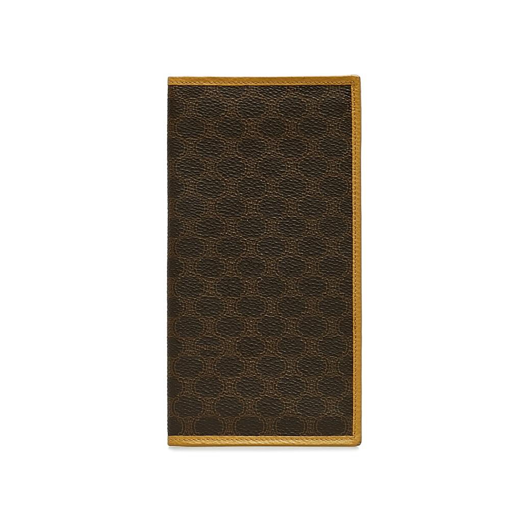 Celine B Celine Brown Coated Canvas Fabric Macadam Long Wallet Italy