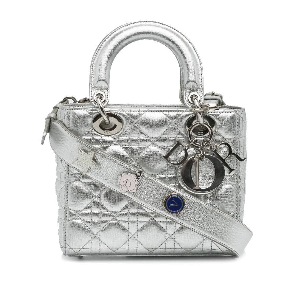 Christian Dior AB Dior Silver Calf Leather Small skin Cannage My ABCDior Lady Dior Italy