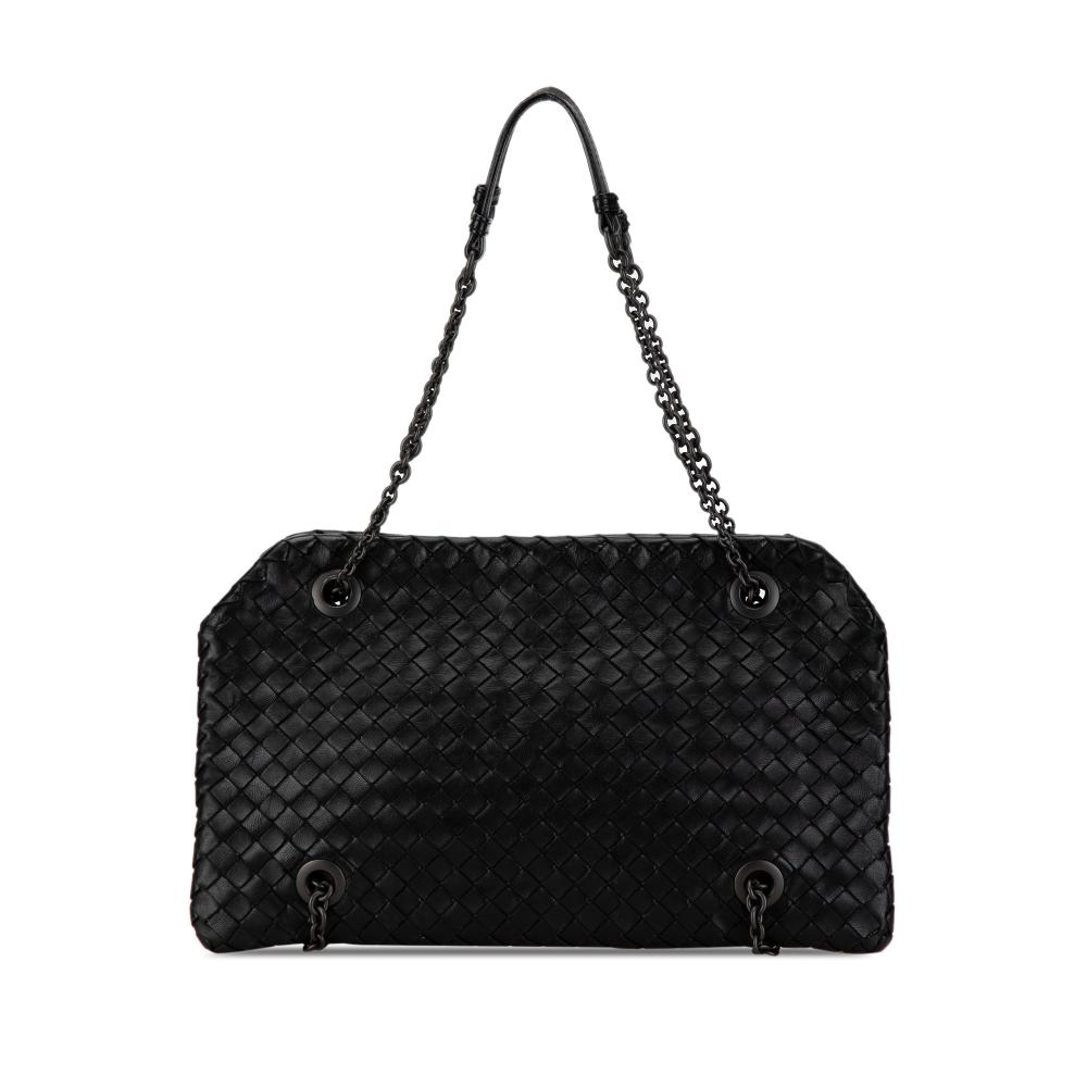 Bottega Veneta AB Bottega Veneta Black Nappa Leather Leather Intrecciato Nappa Duo Bag Italy