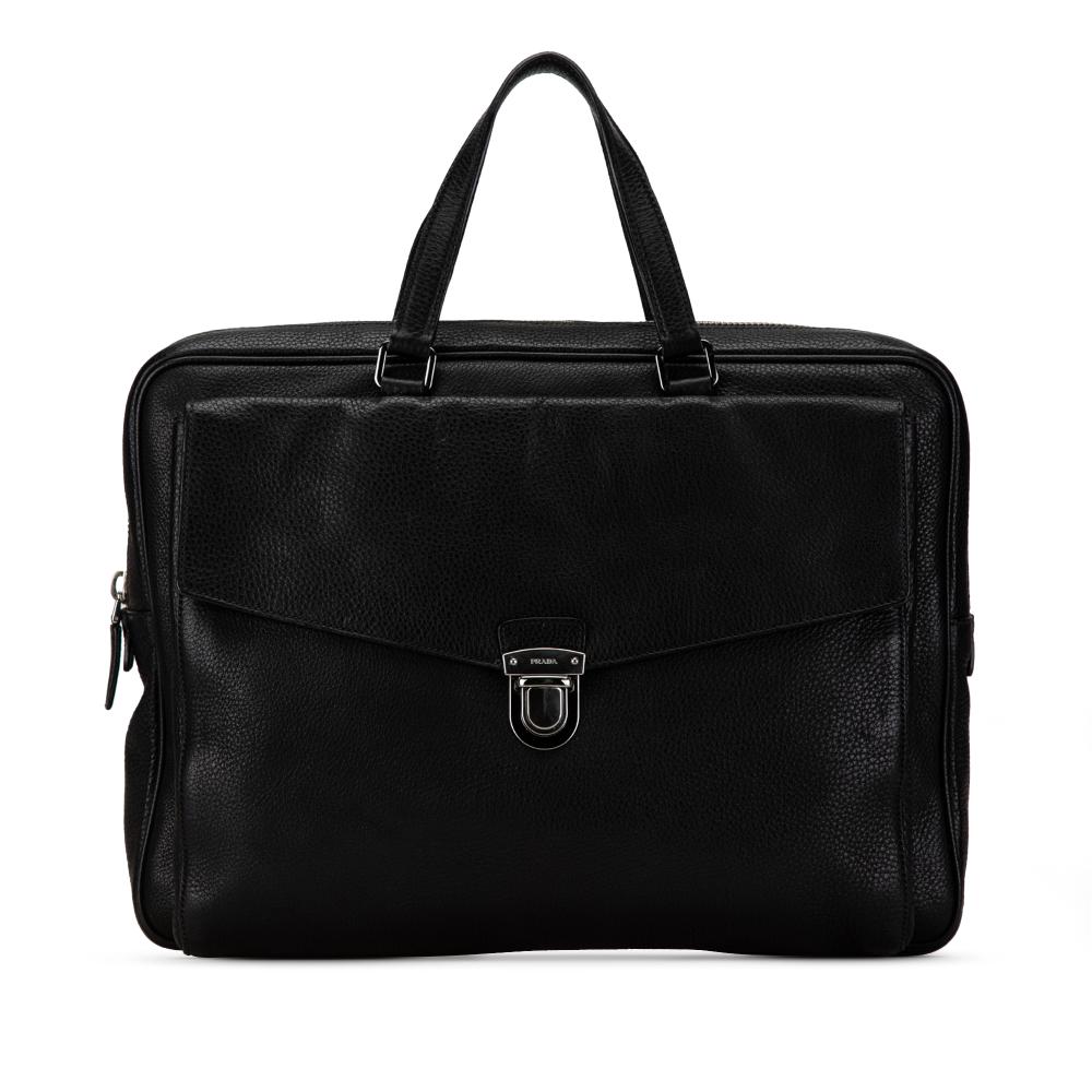 Prada B Prada Black Calf Leather Business Bag Italy