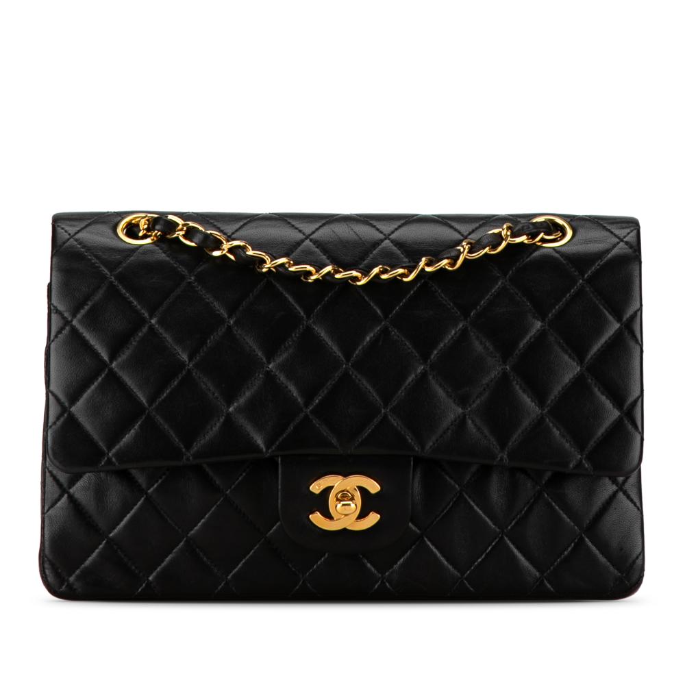 Chanel B Chanel Black Lambskin Leather Leather Medium Classic Lambskin Double Flap France