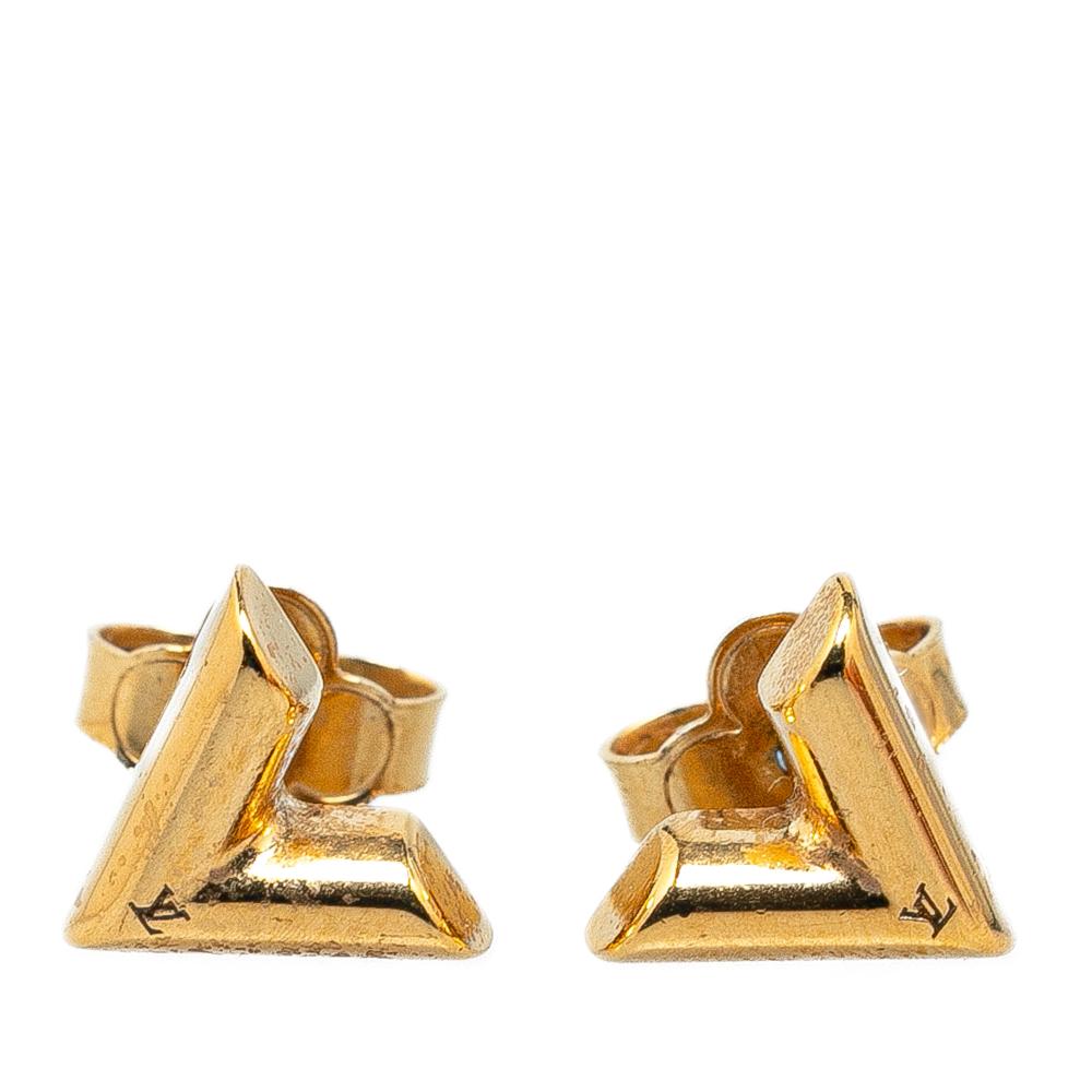 Louis Vuitton B Louis Vuitton Gold Gold Plated Metal Essential V Stud Earrings Italy