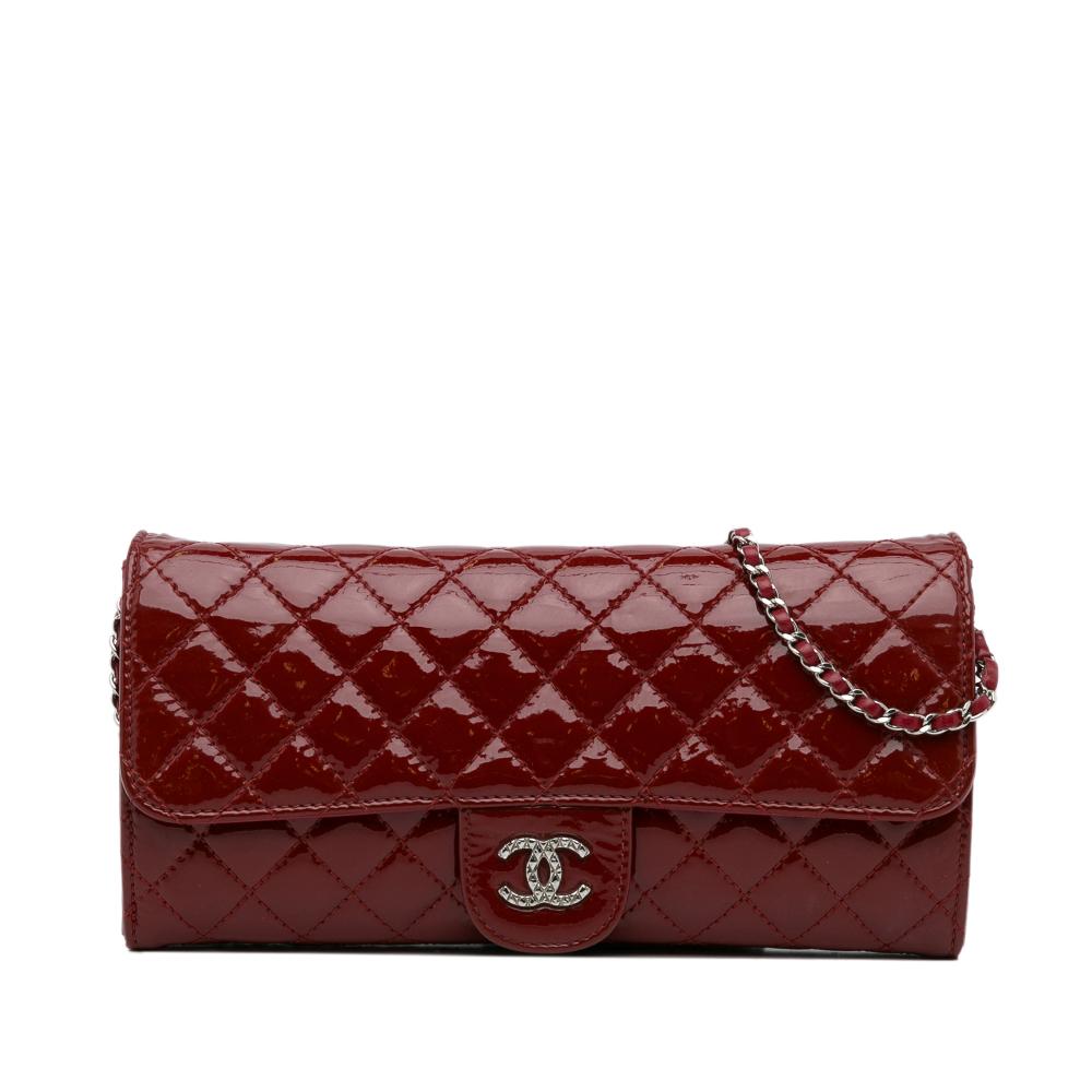 Chanel AB Chanel Red Patent Leather Leather CC Patent Wallet on Chain Italy