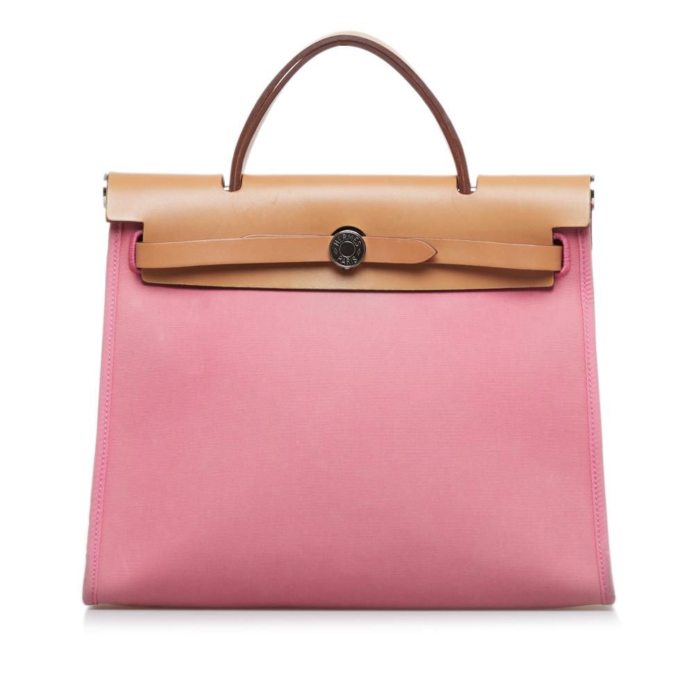 Hermès AB Hermès Pink Canvas Fabric Herbag Zip France