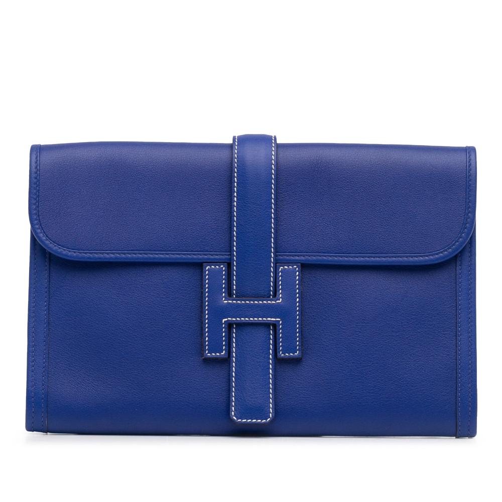 Hermès AB Hermès Blue Midnight Blue Calf Leather Epsom Jige PM France