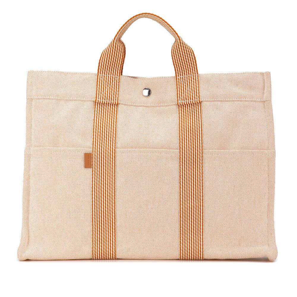 Hermès AB Hermès Brown Beige Canvas Fabric Fourre Tout MM France