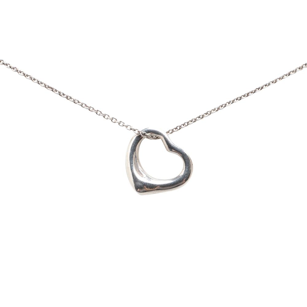 Tiffany & Co Tiffany Silver Elsa Peretti Sterling Silver Open Heart Pendant Necklace Spain