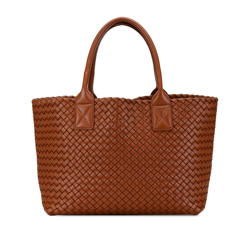 Bottega Veneta B Bottega Veneta Brown Calf Leather Intrecciato Cabat Tote Italy