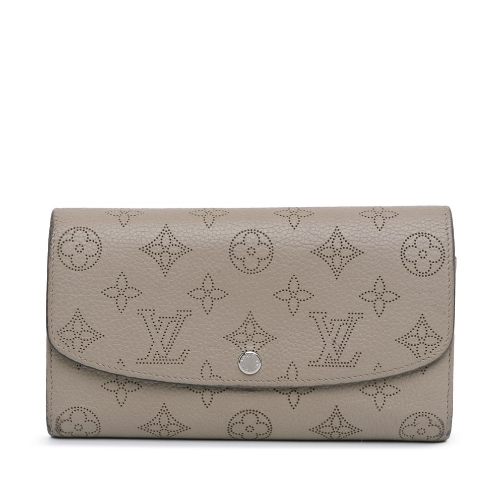 Louis Vuitton AB Louis Vuitton Brown Taupe Calf Leather Monogram Mahina Iris Long Wallet France