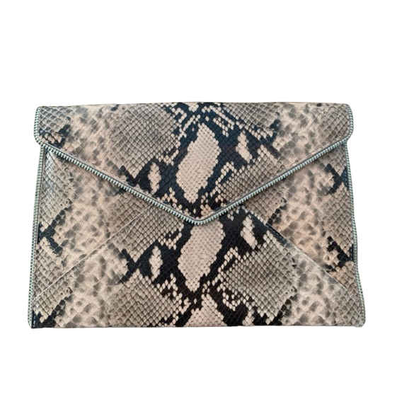 Rebecca Minkoff Leo Leather Snake Print Envelope Clutch shops