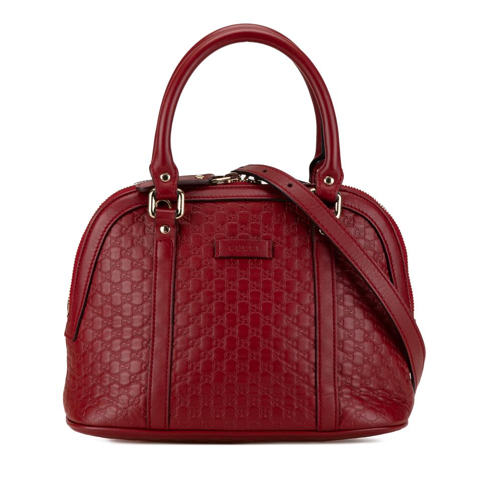 Gucci AB Gucci Red Calf Leather Mini Microguccissima Dome Satchel Italy