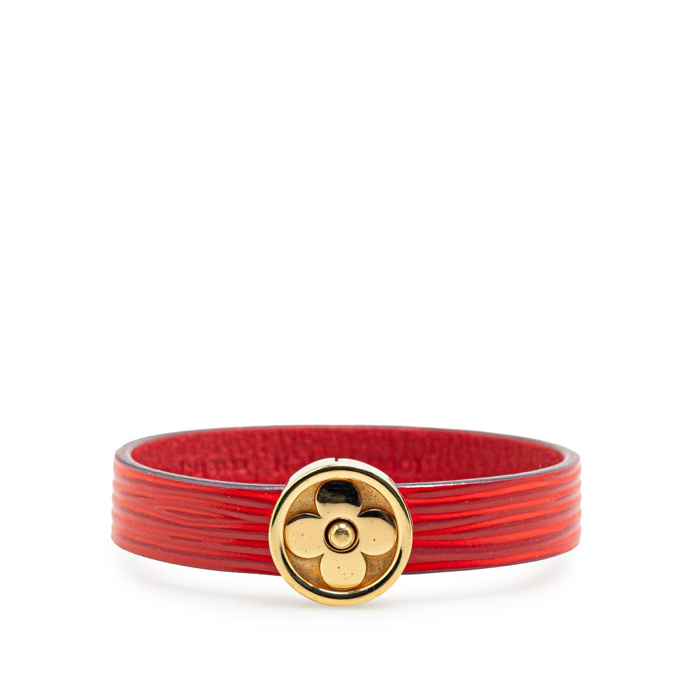 Louis Vuitton B Louis Vuitton Red Epi Leather Leather Epi Action Flower Bracelet Spain