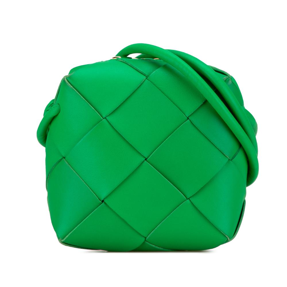 Bottega Veneta AB Bottega Veneta Green Lambskin Leather Leather Mini Lambskin Intrecciato Cassette Camera Bag Italy