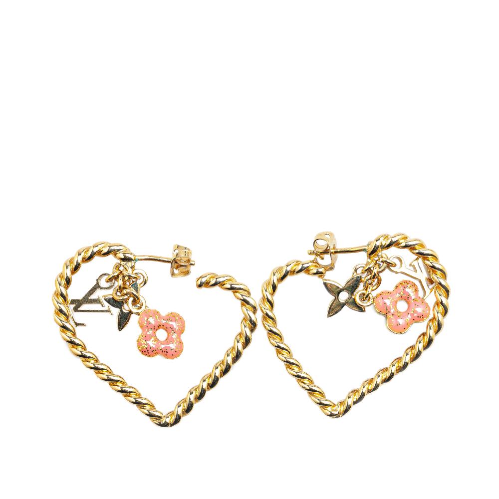 Louis Vuitton AB Louis Vuitton Gold Gold Plated Metal Sweet In My Heart Hoop Earrings France