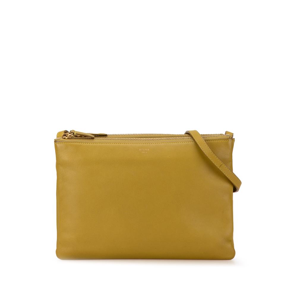 Celine B Celine Yellow Mustard Calf Leather Large Trio Crossbody Italy