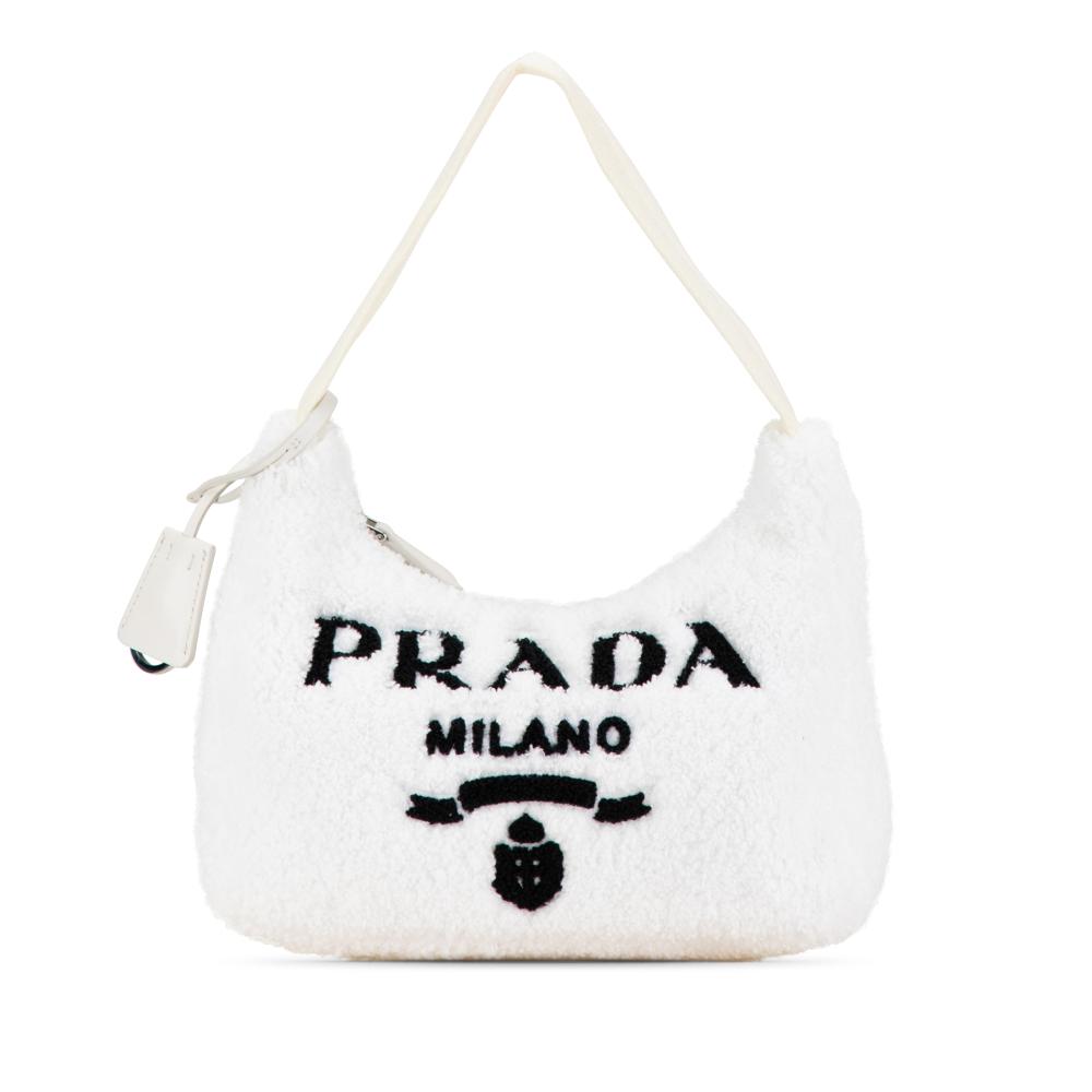 Prada AB Prada White Cotton Fabric Mini Terry Re Edition 2000 Shoulder Bag Italy