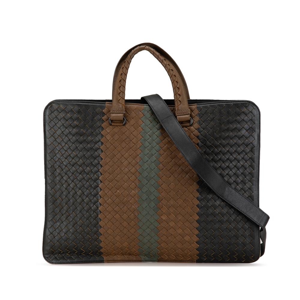 Bottega Veneta B Bottega Veneta Brown Nappa Leather Leather Nappa Intrecciato Club Fume Briefcase Italy