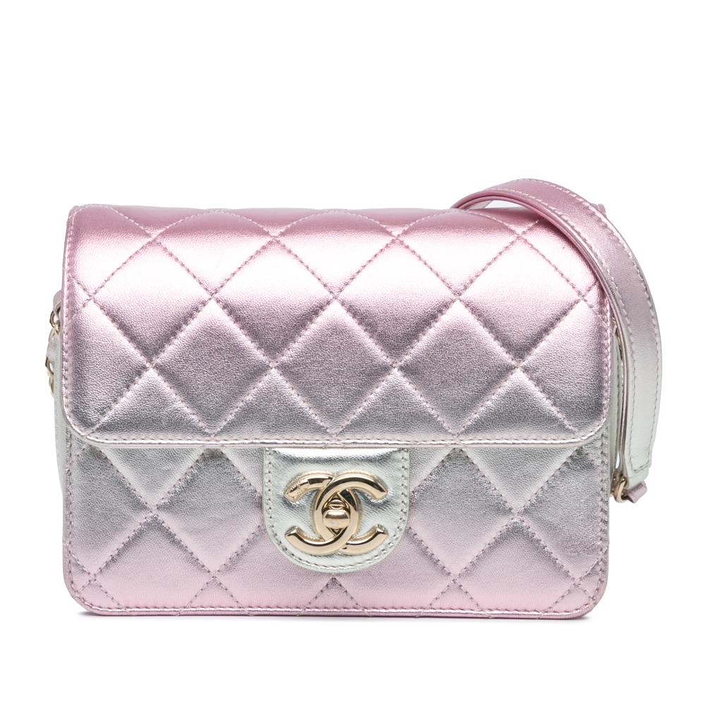 Chanel AB Chanel Pink Lambskin Leather Leather Mini Metallic Lambskin Like a Wallet Flap Bag Italy