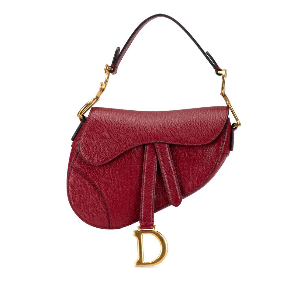 Christian Dior B Dior Red Calf Leather Mini Saddle Italy