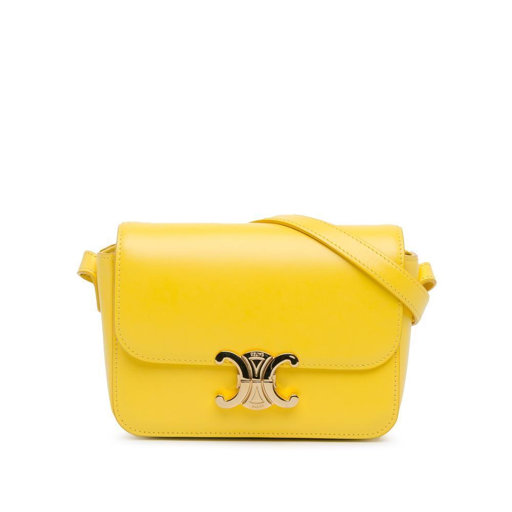 Celine B Celine Yellow Calf Leather Teen Triomphe Crossbody Italy