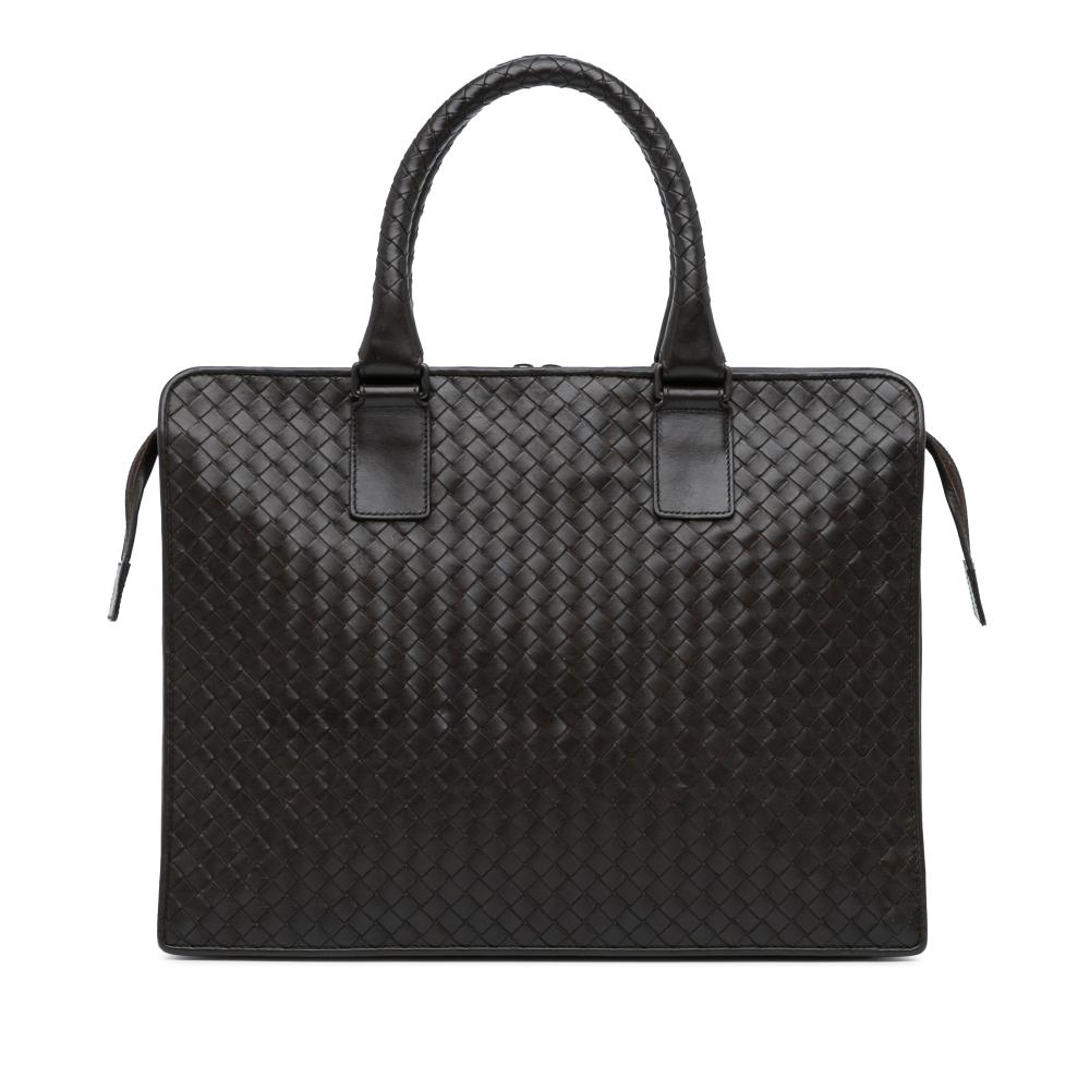 Bottega Veneta B Bottega Veneta Brown Dark Brown Calf Leather Intrecciato Business Bag Italy