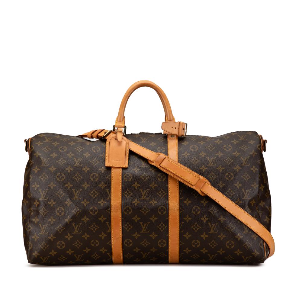 Louis Vuitton B Louis Vuitton Brown Monogram Canvas Canvas Monogram Keepall Bandouliere 55 France