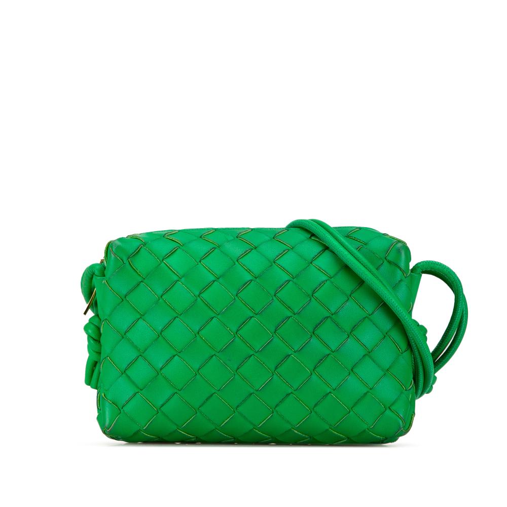 Bottega Veneta B Bottega Veneta Green Calf Leather Mini Nappa Intrecciato Loop Camera Bag Italy