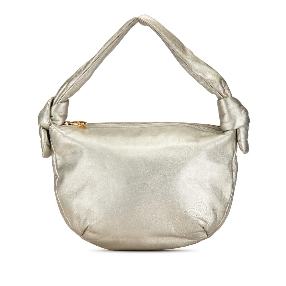 Loewe B LOEWE Silver Calf Leather Anagram Hobo Spain