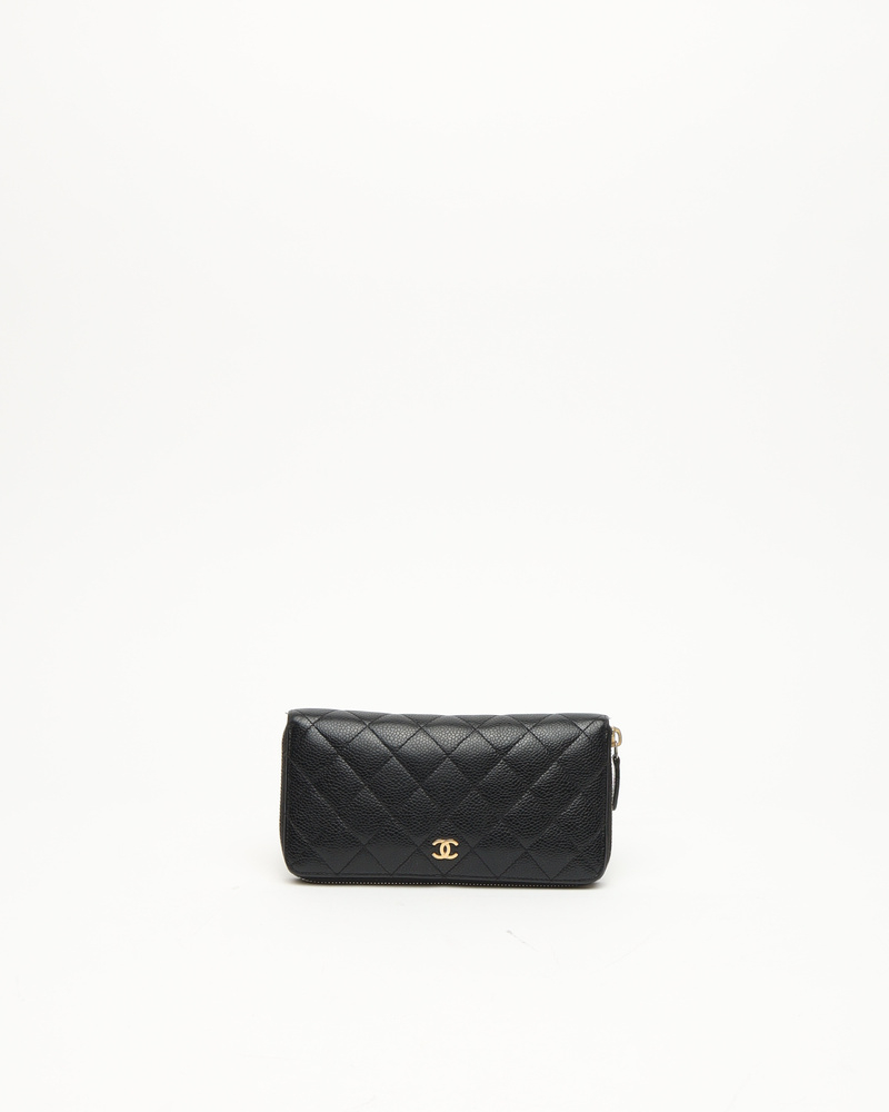 Chanel CC Caviar Zip Around Wallet