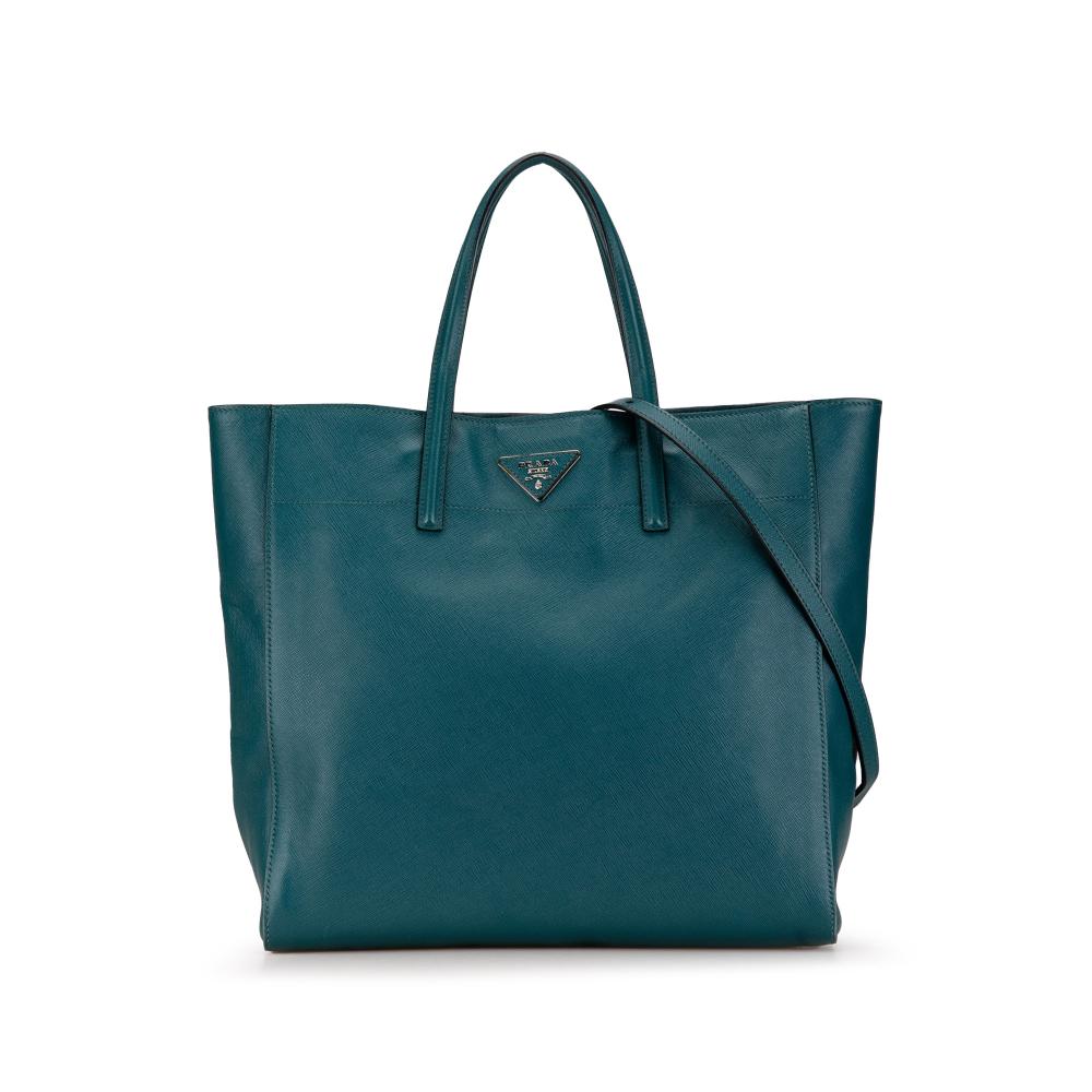 Prada B Prada Green Calf Leather Saffiano Lux Satchel Italy