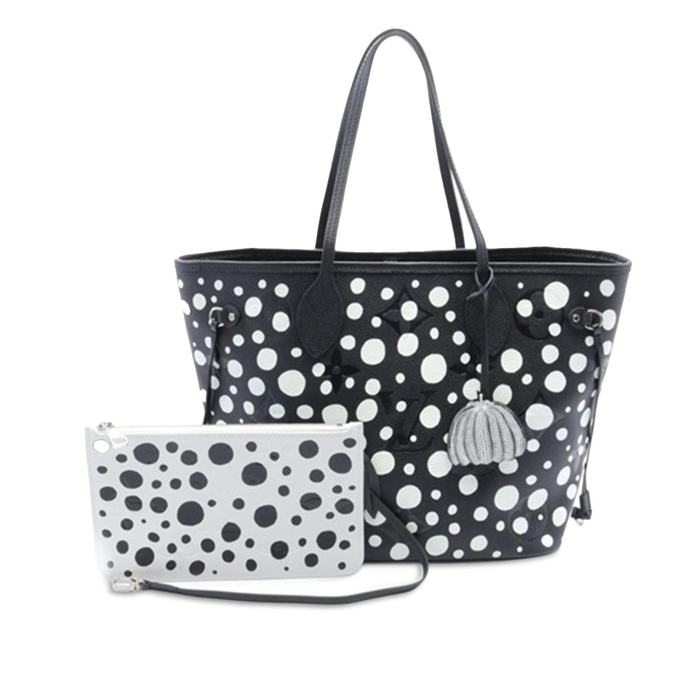 Louis Vuitton AB Louis Vuitton Black Calf Leather x Yayoi Kusama Dots Infinity Neverfull MM Italy