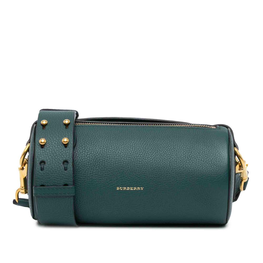 Burberry AB Burberry Green Dark Green Calf Leather The Barrel Satchel Italy