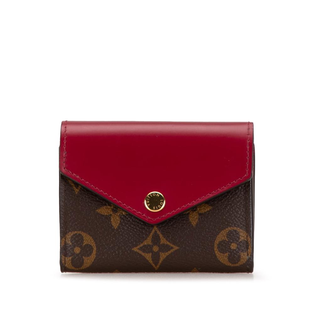 Louis Vuitton AB Louis Vuitton Brown with Red Monogram Canvas Canvas Monogram Zoe Wallet France