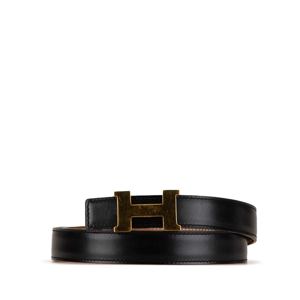 Hermès AB Hermès Black Calf Leather Constance Reversible Belt France