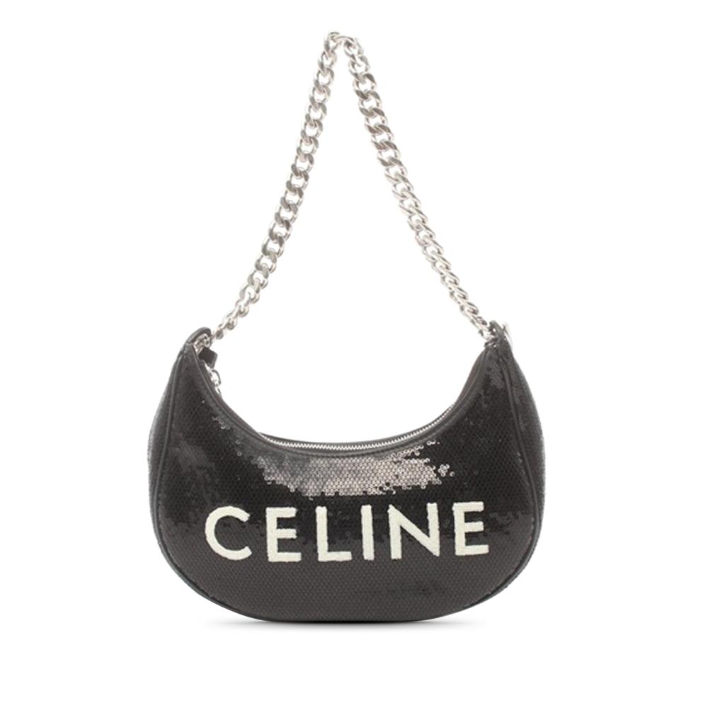 Celine A Celine Black Sequin Other Medium Ava Chain Shoulder Bag Italy