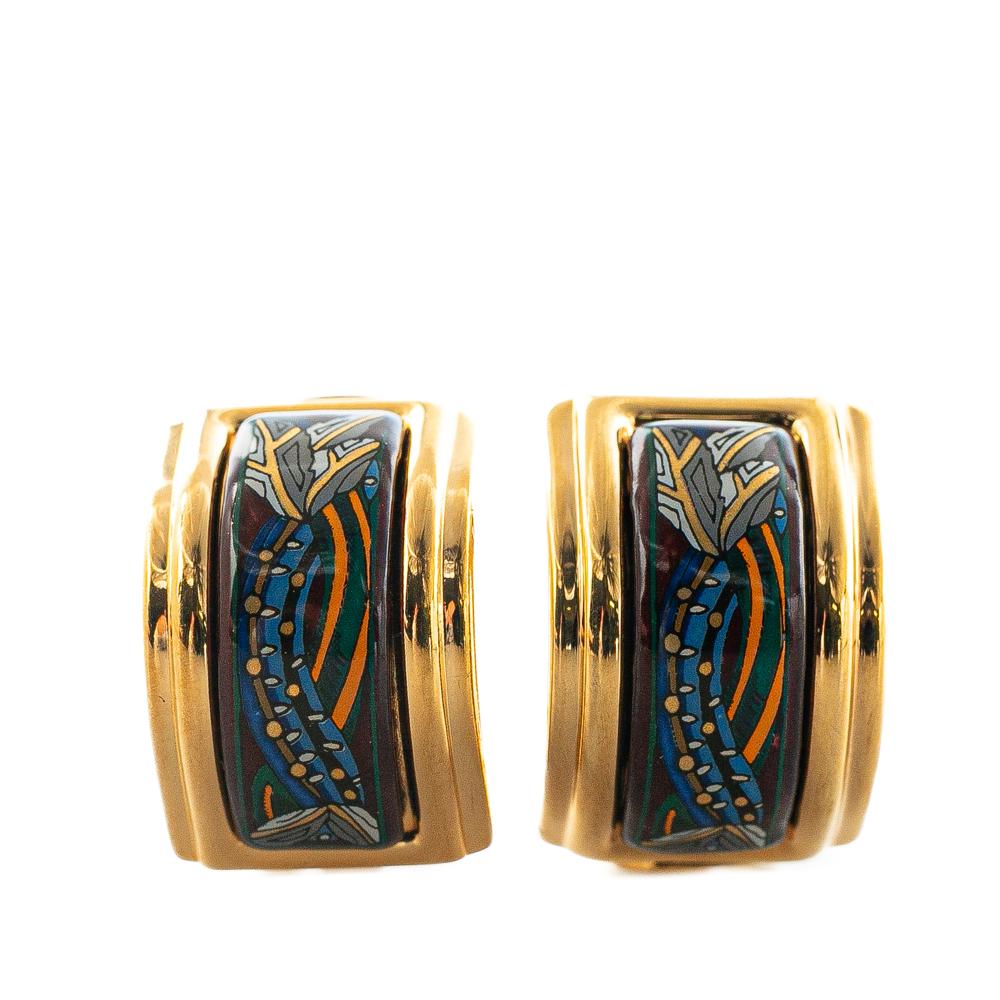 Hermès AB Hermès Blue Enamel Other Cloisonne Clip On Earrings France