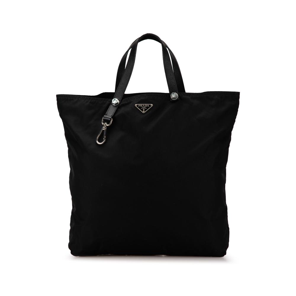 Prada B Prada Black Nylon Fabric Tessuto Tote Bag Italy