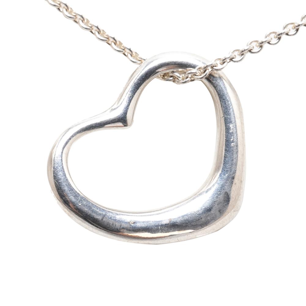 Tiffany & Co Tiffany Silver Elsa Peretti Sterling Silver Open Heart Pendant Necklace United States