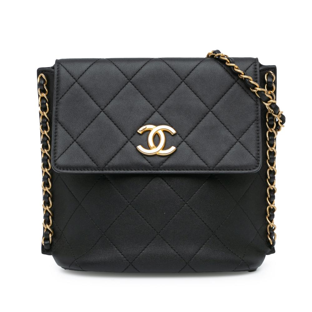 Chanel AB Chanel Black Calf Leather Small Quilted skin Chain Hobo Flap Italy