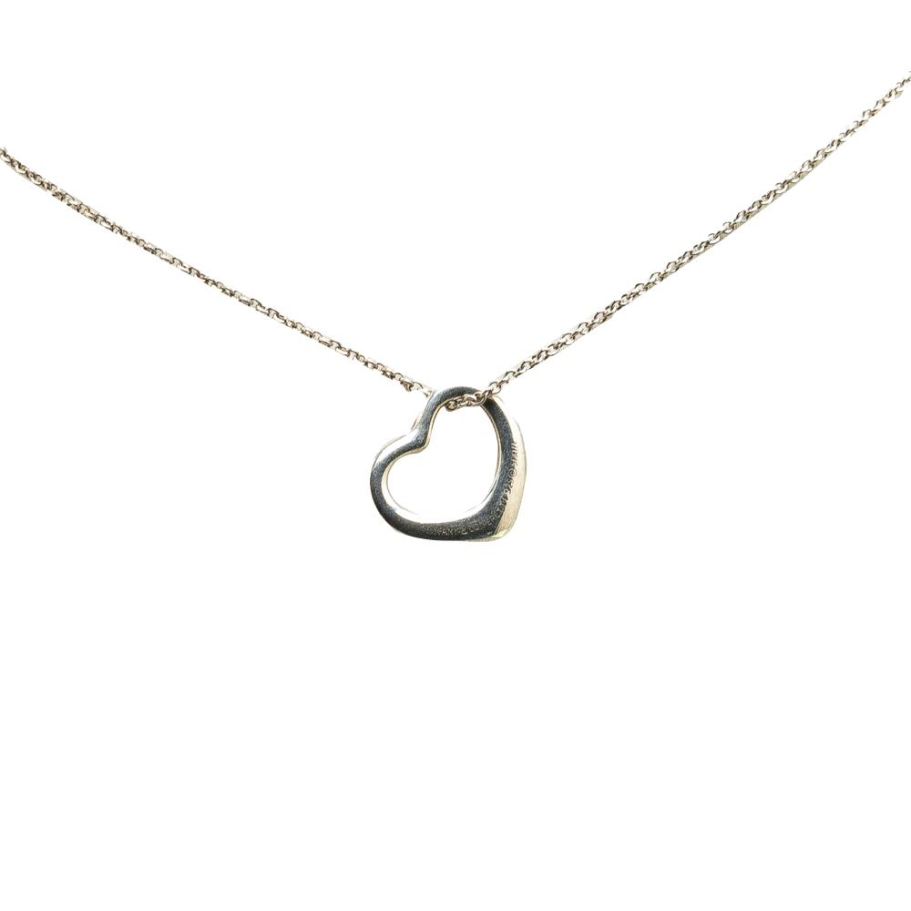 Tiffany & Co Tiffany Silver Elsa Peretti Sterling Silver Open Heart Pendant Necklace Spain