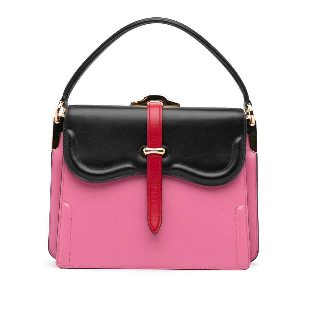 Prada AB Prada Pink with Multi Calf Leather Belle Satchel Italy