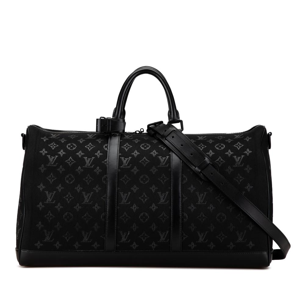 Louis Vuitton AB Louis Vuitton Black Jacquard Fabric Monogram Light Up Keepall Bandouliere 50 France