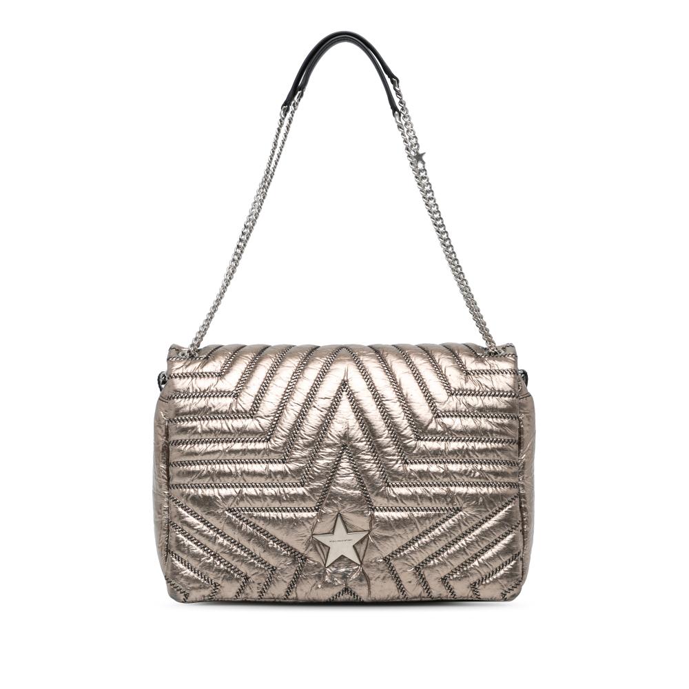 Stella McCartney AB Stella McCartney Silver Nylon Fabric Stella Star Shoulder Bag Italy