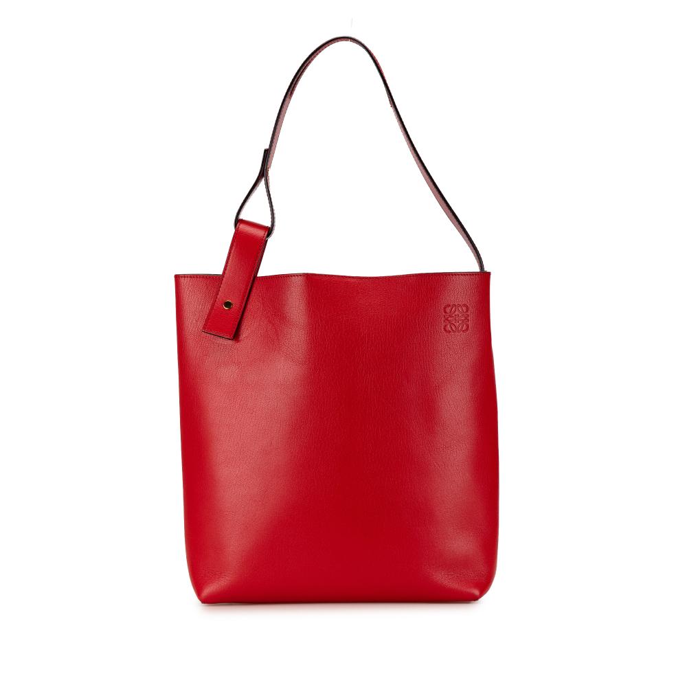 Loewe B LOEWE Red Calf Leather Asymmetric Tote Spain