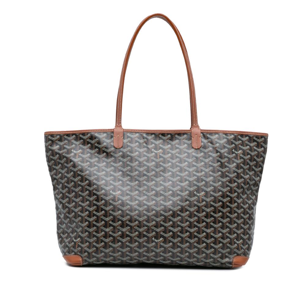 Goyard B Goyard Black with Brown Coated Canvas Fabric Goyardine Artois MM France